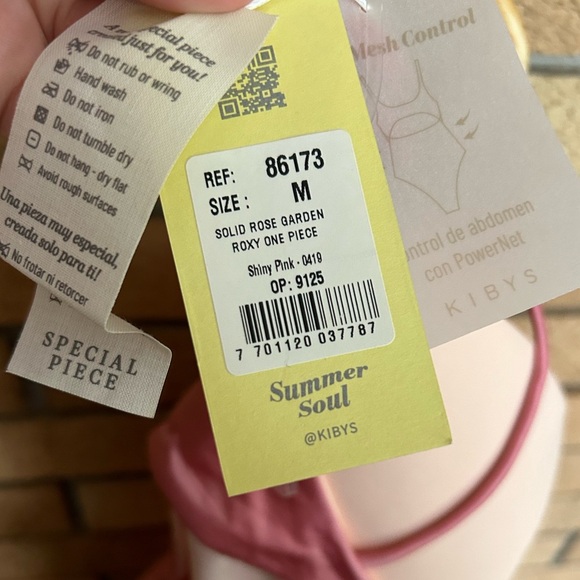 Kibys NWT Rose Roxy Moderate One Piece Swimsuit Shiny Rose Pink Size M - Picture 5 of 5